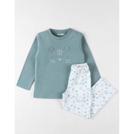 Pyjama 2 pièces léopard en jersey sauge/écru BLANC 1 - vertbaudet enfant 