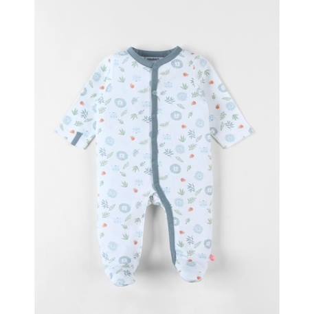 Bébé-Pyjama 1 pièce imprimé animalier en jersey écru/bleu clair