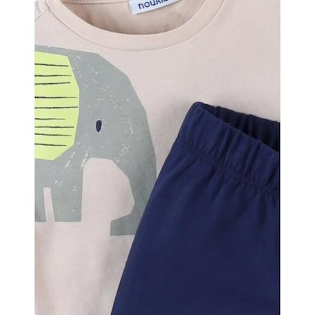Pyjama 2 pièces éléphants en jersey sable/indigo BEIGE 3 - vertbaudet enfant 