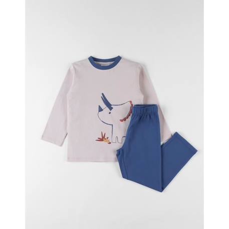 Pyjama 2 pièces rhinocéros en jersey beige/bleu foncé BEIGE 1 - vertbaudet enfant 
