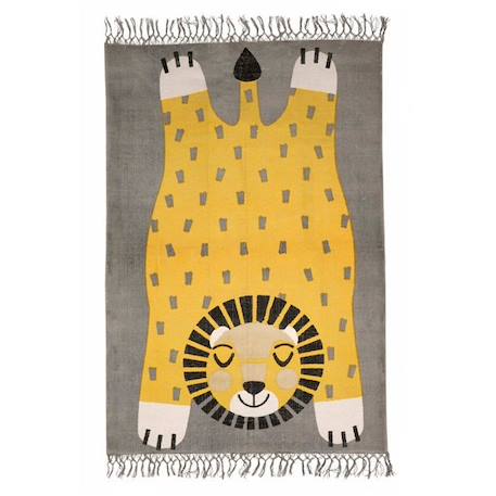 Tapis enfant coton Tigre Baba Multicolore - 110 x 170 cm - Nattiot JAUNE 1 - vertbaudet enfant 