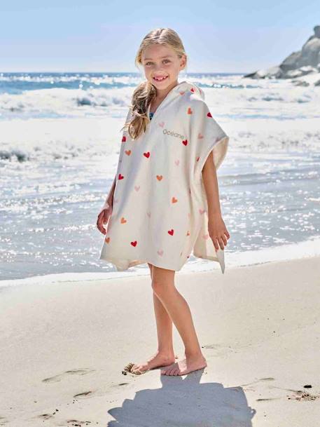 Poncho de bain enfant personnalisable COEURS, avec coton recyclé blanc imprimé 8 - vertbaudet enfant 