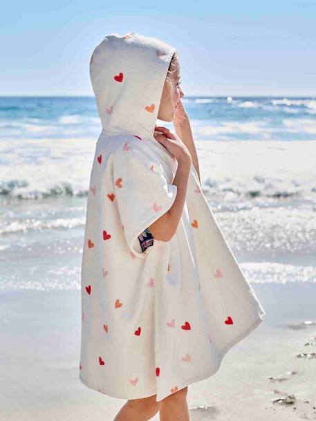 Poncho de bain enfant personnalisable COEURS, avec coton recyclé blanc imprimé 7 - vertbaudet enfant 