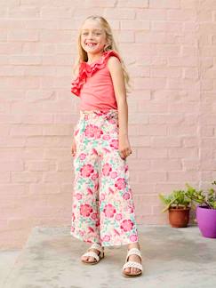 -Pantalon large motifs fleurs fille