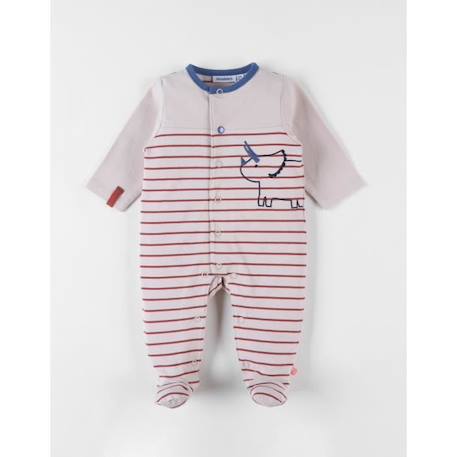 Bébé-Pyjama 1 pièce rhinocéros en jersey beige/brique