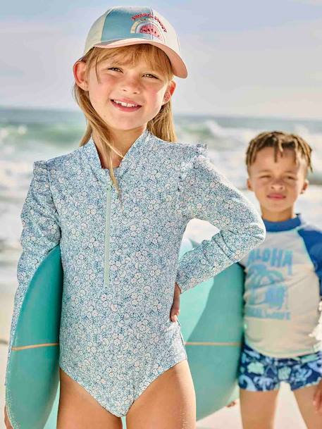 Maillot de bain 1 pièce fille bleu grisé 5 - vertbaudet enfant 