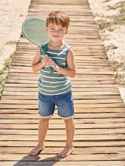 -Bermuda garçon denim effet molleton facile à enfiler