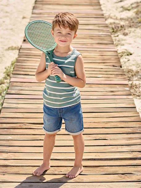 Bermuda garçon denim effet molleton facile à enfiler double stone 1 - vertbaudet enfant 