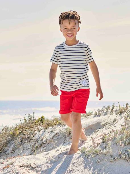 T-shirt garçon rayé manches courtes bleu azur+dark bleu indigo rayé+rayé jaune+rayé rouge+sauge rayé 9 - vertbaudet enfant 