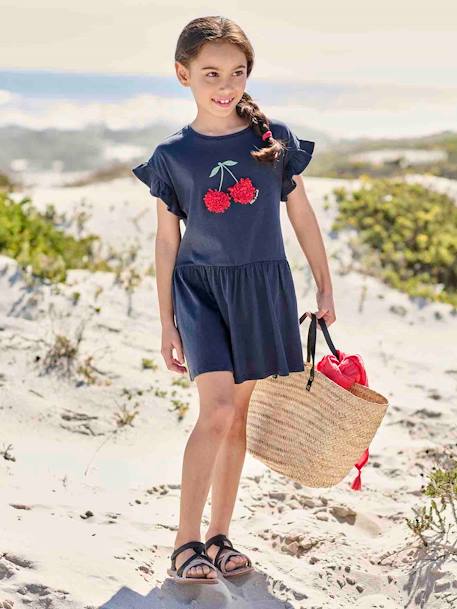 Tee-Shirt Flower Power Vertbaudet Fille Manches à Volants Rose Bonbon 10A - Motif Pop Ultra Craquant
