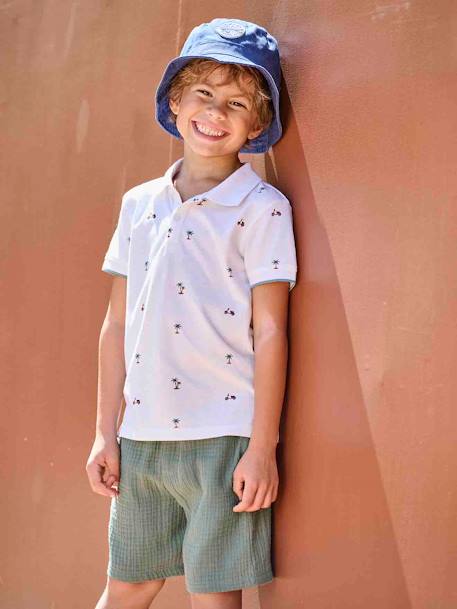 Short en gaze de coton garçon vert 2 - vertbaudet enfant 