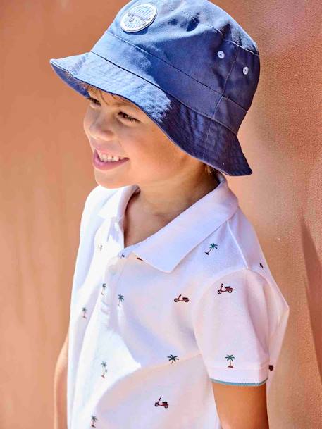 Polo imprimé garçon en maille piquée bleu imprimé+écru 7 - vertbaudet enfant 