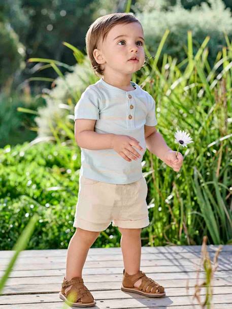 Ensemble T-shirt et short bébé bleu ciel 1 - vertbaudet enfant 