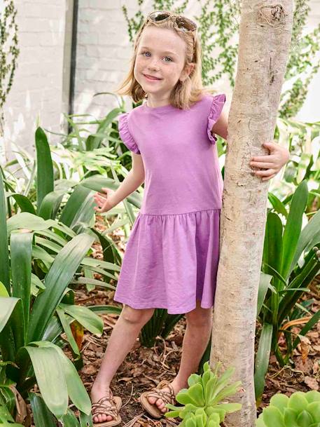 Robe manches à volant fille mauve+rouge+vert d'eau 1 - vertbaudet enfant 