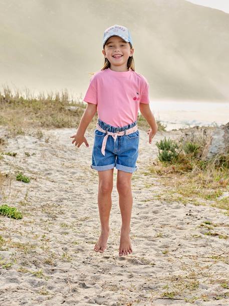 Tee-shirt fille motif poitrine manches courtes rose bonbon 5 - vertbaudet enfant 
