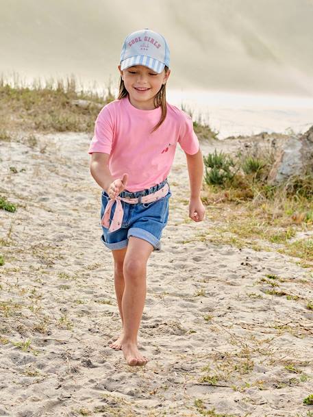 Bermuda en jean style paperbag fille stone 2 - vertbaudet enfant 