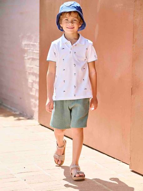 Short en gaze de coton garçon vert 1 - vertbaudet enfant 
