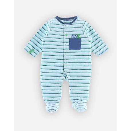 Pyjama dors-bien en velours rayé BLEU 1 - vertbaudet enfant 