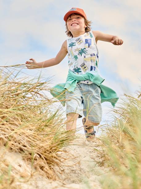 Débardeur motifs surf garçon blanc imprimé+vert 5 - vertbaudet enfant 