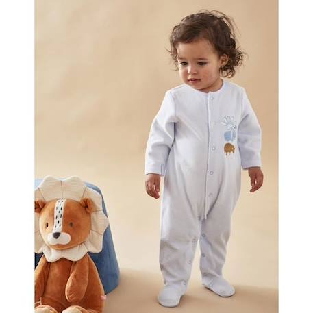 Pyjama 1 pièce en velours brodé rhino & éléphant BLEU 1 - vertbaudet enfant 
