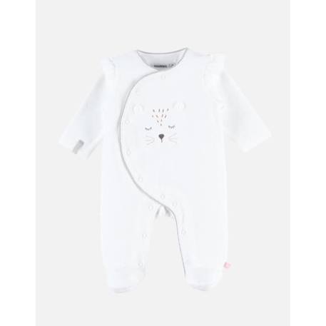 Pyjama 1 pièce en velours broderie Kendi BLANC 3 - vertbaudet enfant 