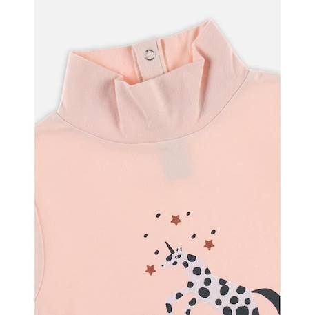 T-shirt col roulé imprimé licorne en coton BIO ROSE 3 - vertbaudet enfant 