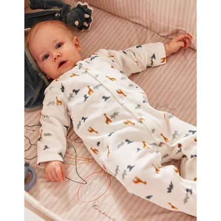 Pyjama dors-bien en velours imprimé dinosaure BLANC 1 - vertbaudet enfant 