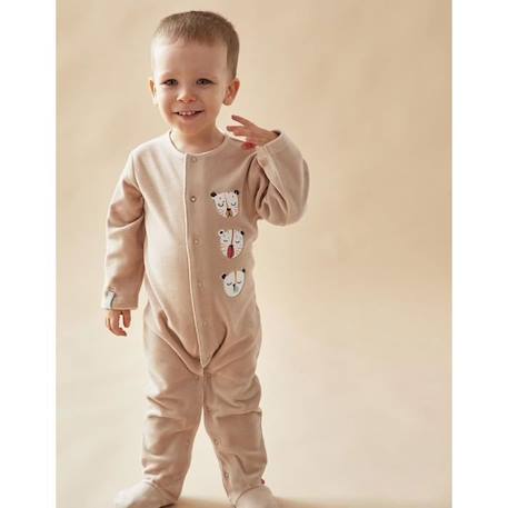 Pyjama 1 pièce en velours broderie tigre GRIS 1 - vertbaudet enfant 