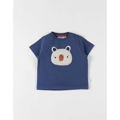 T-shirt panda à manches courtes rayé marine/écru BLEU 1 - vertbaudet enfant 
