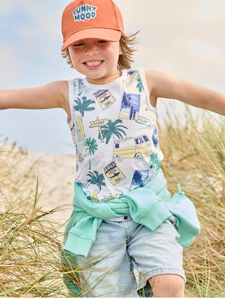 Débardeur motifs surf garçon blanc imprimé+vert 1 - vertbaudet enfant 