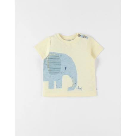 T-shirt éléphant à courtes manches pâle JAUNE 1 - vertbaudet enfant 