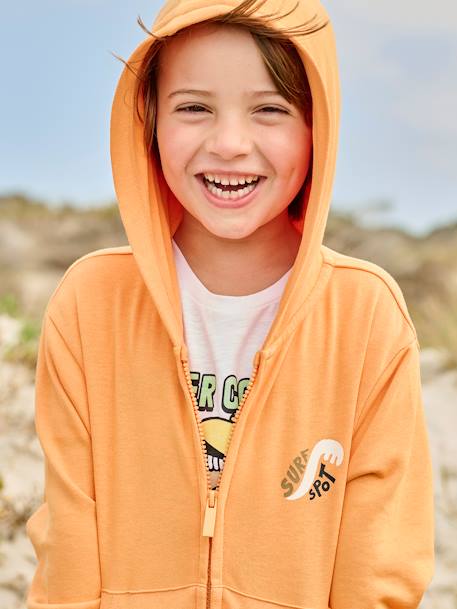 Sweat zippé à capuche motif surf au dos garçon orange 1 - vertbaudet enfant 