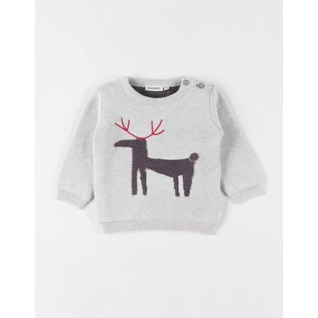 Pull tricot Noël chiné beige  - vertbaudet enfant