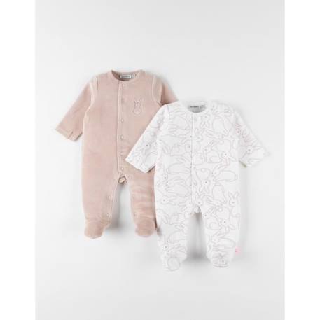 Set de 2 pyjamas dors-bien en velours BEIGE 1 - vertbaudet enfant 