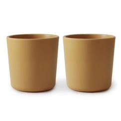 Puériculture-Repas-Lot de 2 verres bébé Jaune Moutarde - 200 ml - Tasse d'apprentissage enfant - Mushie