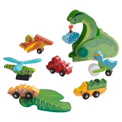 Jouet-Jeux d'imagination-Figurines, mini mondes, héros et animaux-KidKraft - Adventure Tracks™ : Dino World Kit Les amis préhistoriques