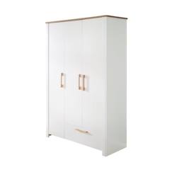 Chambre et rangement-Chambre-ROBA Armoire Bébé "Ava" à 3 portes  - 1 tiroir - Blanc/décor 'chêne artisan'