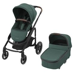 -MAXI-COSI poussette Duo combinée Plaza Plus, de la naissance à 4 ans (22kg), Nacelle incluse, Confortable, Essential Green