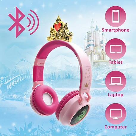 Casque Bluetooth Disney Princesses avec effets lumineux ROSE 3 - vertbaudet enfant 