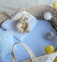 Linge de maison et décoration-Linge de lit bébé-Drap-housse-Drap housse Coton Bio motifs Etoiles - Berceau/landau (Bleu ciel - 50 x 100 cm)