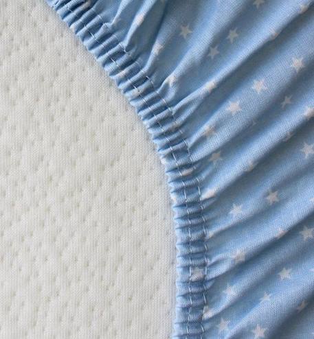 Drap housse Coton Bio motifs Etoiles - Berceau/landau (Bleu ciel - 50 x 100 cm) BLEU 3 - vertbaudet enfant 