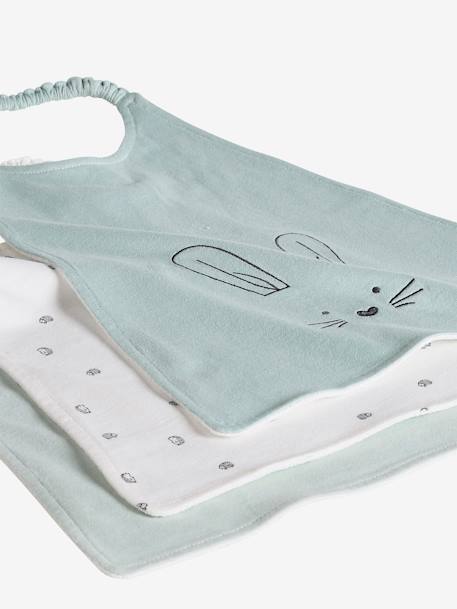 Lot 3 grands bavoirs Achille+Mon coeur+vert sauge 16 - vertbaudet enfant 