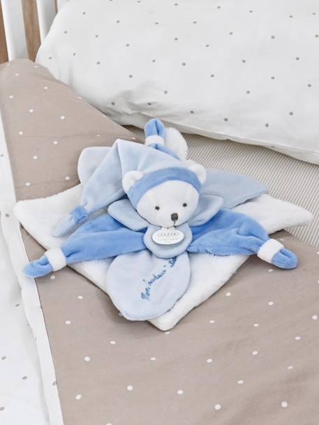 Doudou carré ours 24cm collector - DOUDOU ET COMPAGNIE bleu+rose+taupe 2 - vertbaudet enfant 