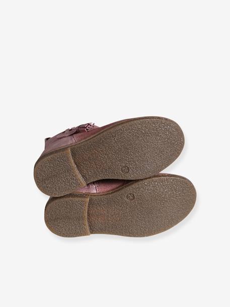 Boots enfant fille cuir à pompon zippées camel+rose 11 - vertbaudet enfant 