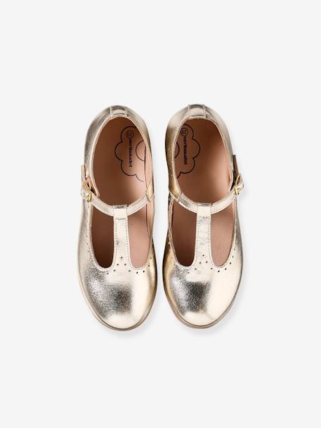 Ballerines cuir fille beige imprimé+or 10 - vertbaudet enfant 