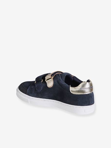 Baskets enfant fille cuir à scratchs marine+marron 3 - vertbaudet enfant 