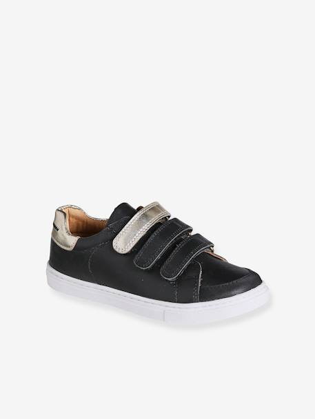 Baskets enfant fille en cuir à scratchs marine+marron+noir 11 - vertbaudet enfant 