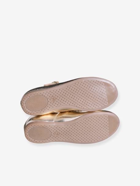 Ballerines cuir fille beige imprimé+or 9 - vertbaudet enfant 