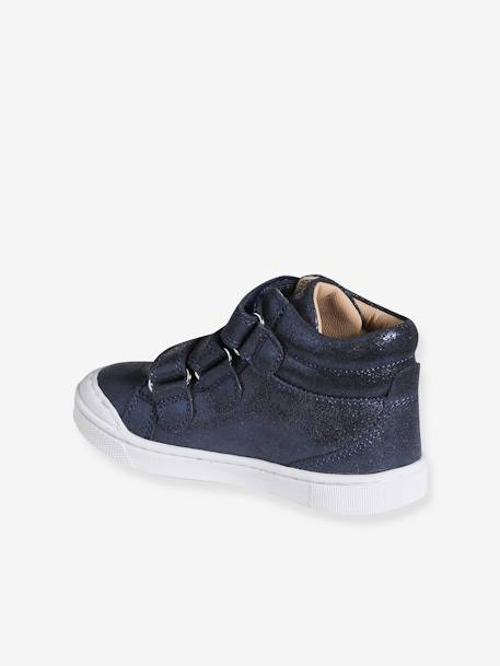 Baskets enfant fille cuir à scratchs beige imprimé+marine+or 8 - vertbaudet enfant 