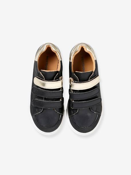 Baskets enfant fille en cuir à scratchs marine+marron+noir 14 - vertbaudet enfant 